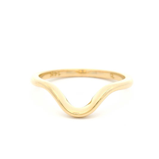 14k Yellow Domed Plain Contour Band
