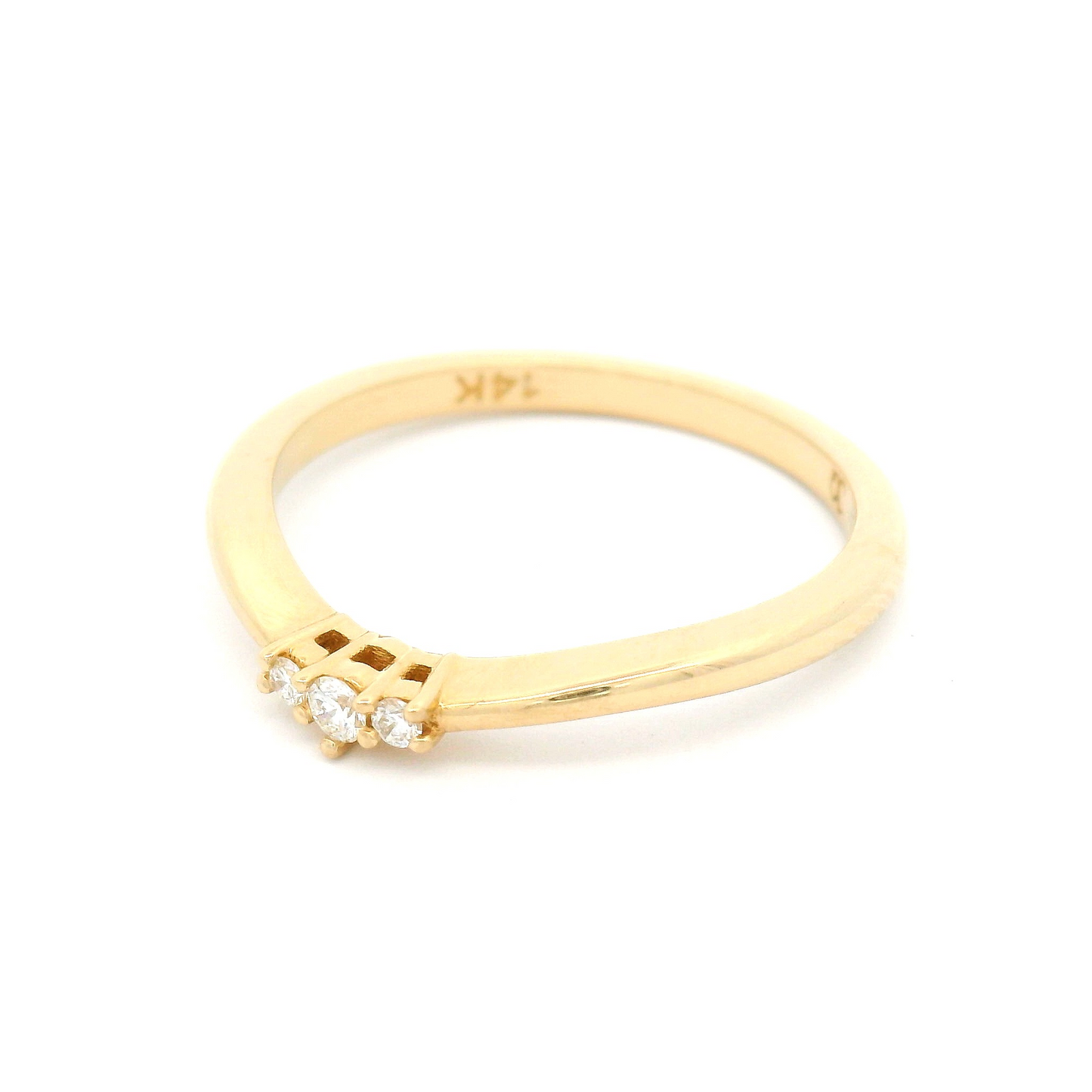 14k Yellow Contour Band with 3 Accent Diamonds