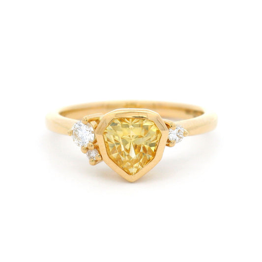 18k Yellow Engagement Ring with 1.18ct Yellow Sapphire & Accent Diamonds