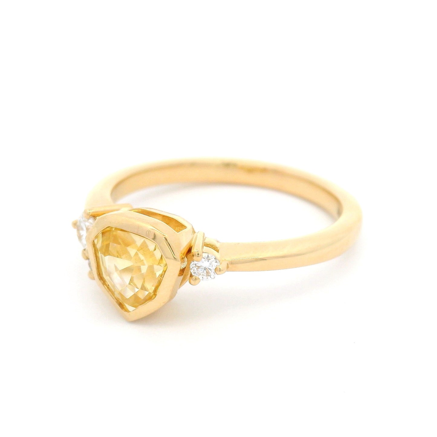 18k Yellow Engagement Ring with 1.18ct Yellow Sapphire & Accent Diamonds
