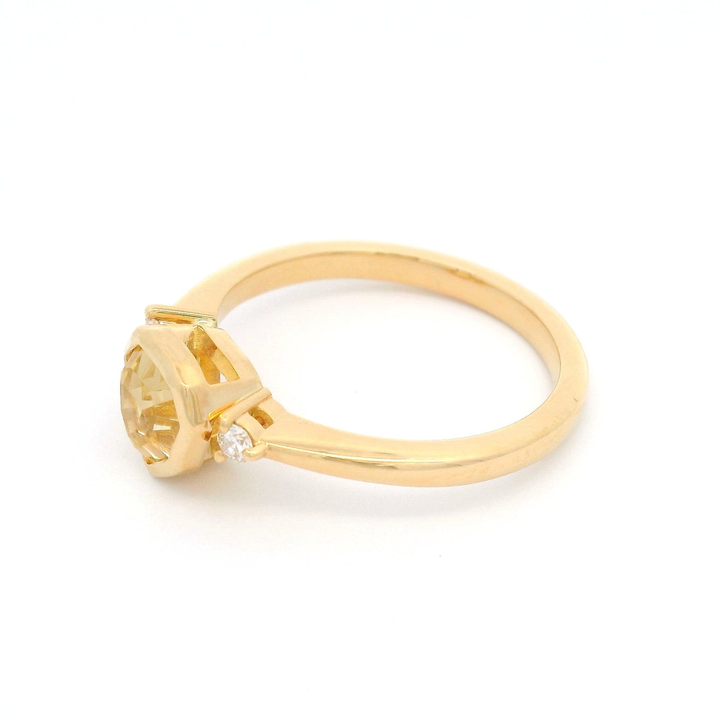 18k Yellow Engagement Ring with 1.18ct Yellow Sapphire & Accent Diamonds