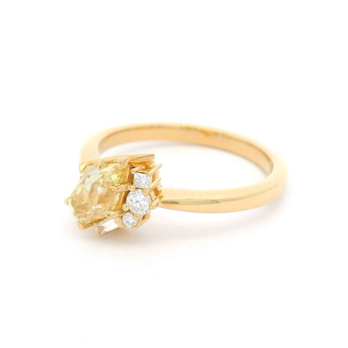 18k Yellow Engagement Ring with 1.07ct Yellow Sapphire & Accent Diamonds