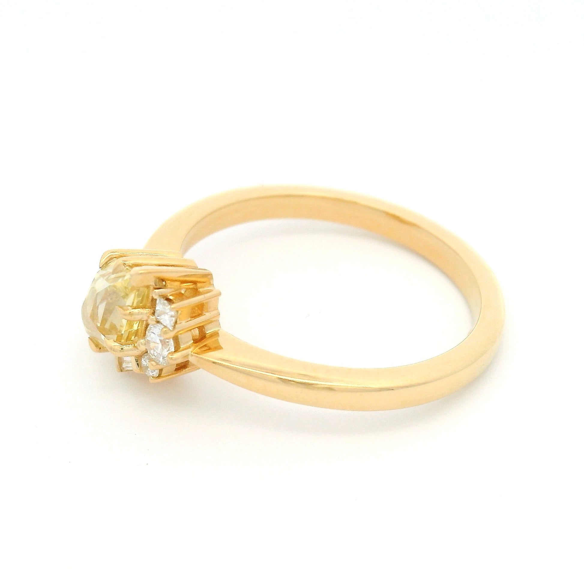 18k Yellow Engagement Ring with 1.07ct Yellow Sapphire & Accent Diamonds