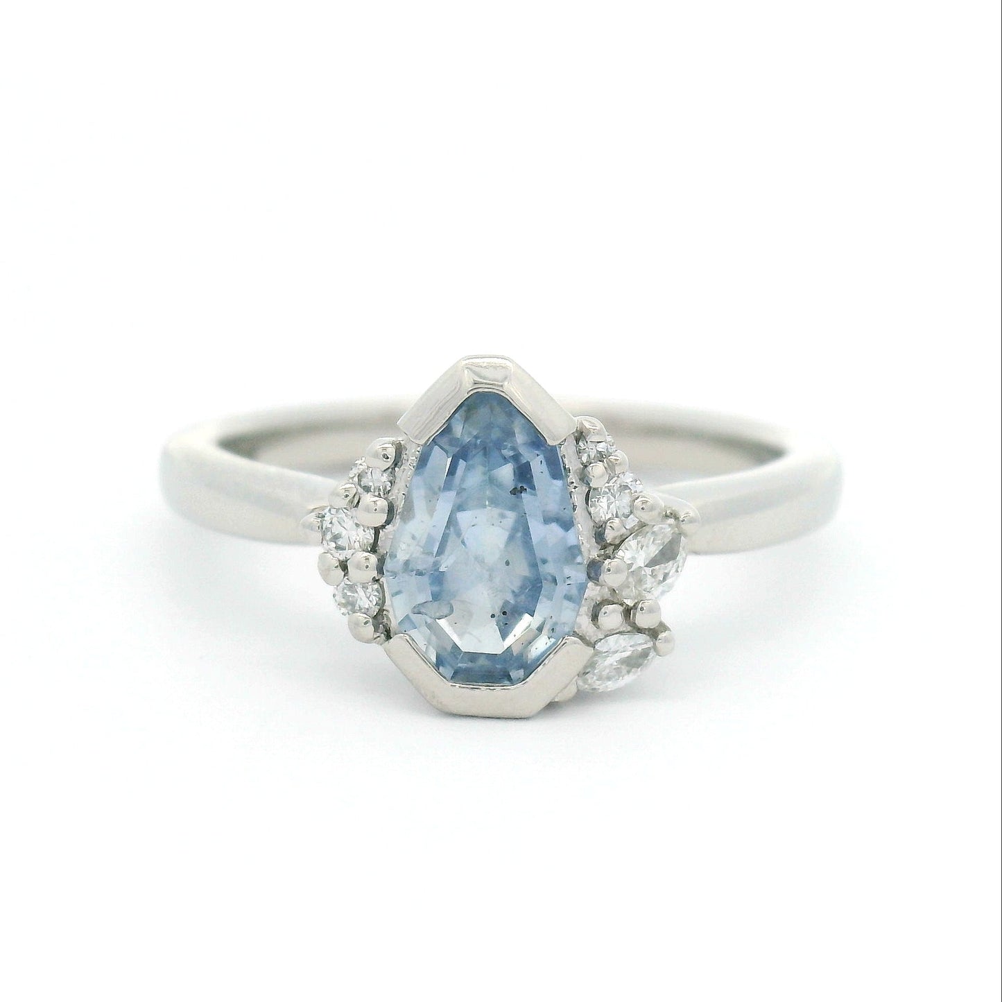 Platinum Engagement Ring with 1.17ct Blue Sapphire & Accent Diamonds