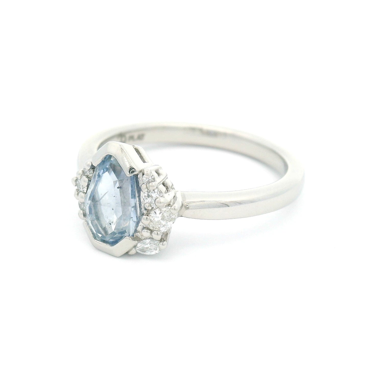 Platinum Engagement Ring with 1.17ct Blue Sapphire & Accent Diamonds