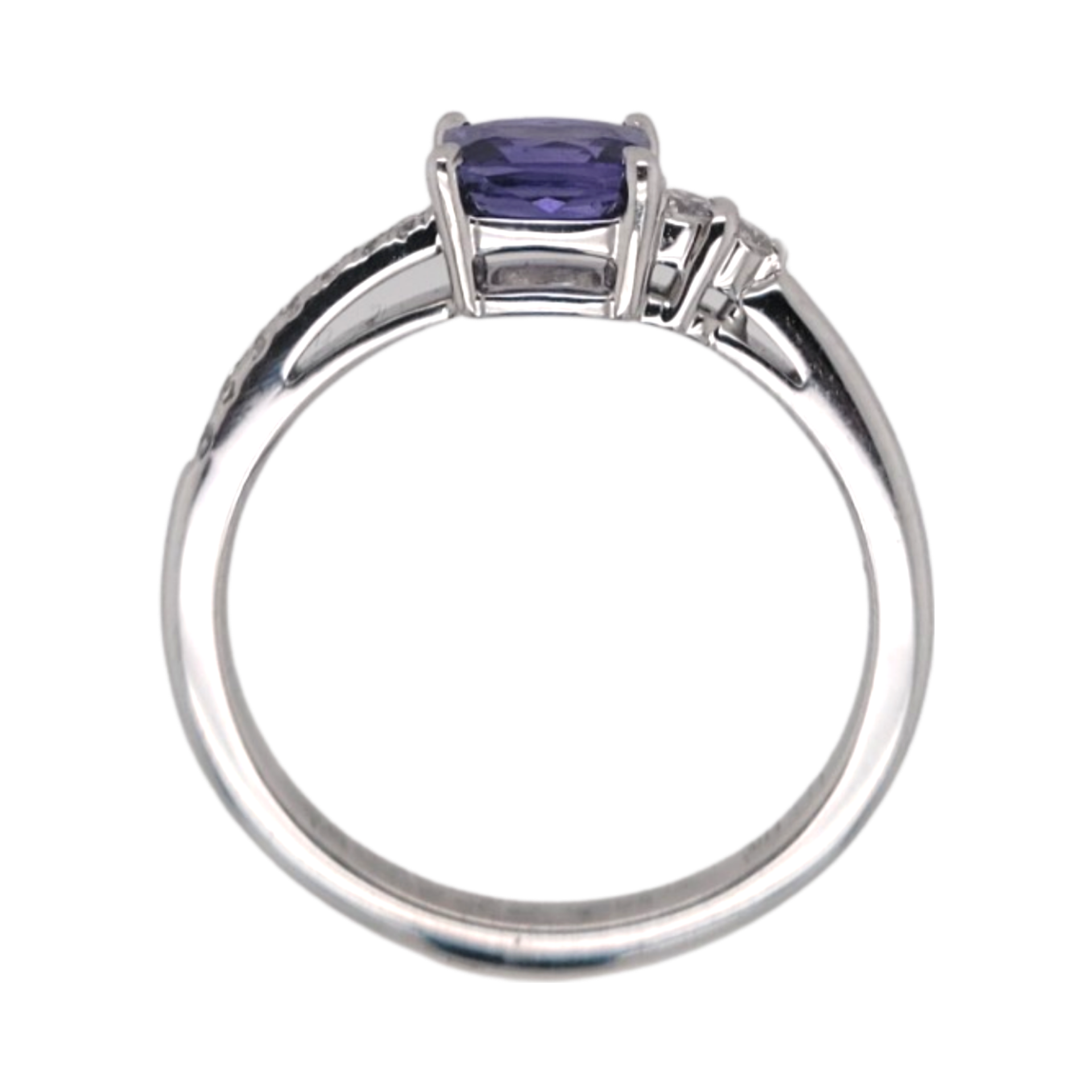 14k White Engagement Ring with 0.68ct Colour-Change Purple Sapphire and Accent Diamonds