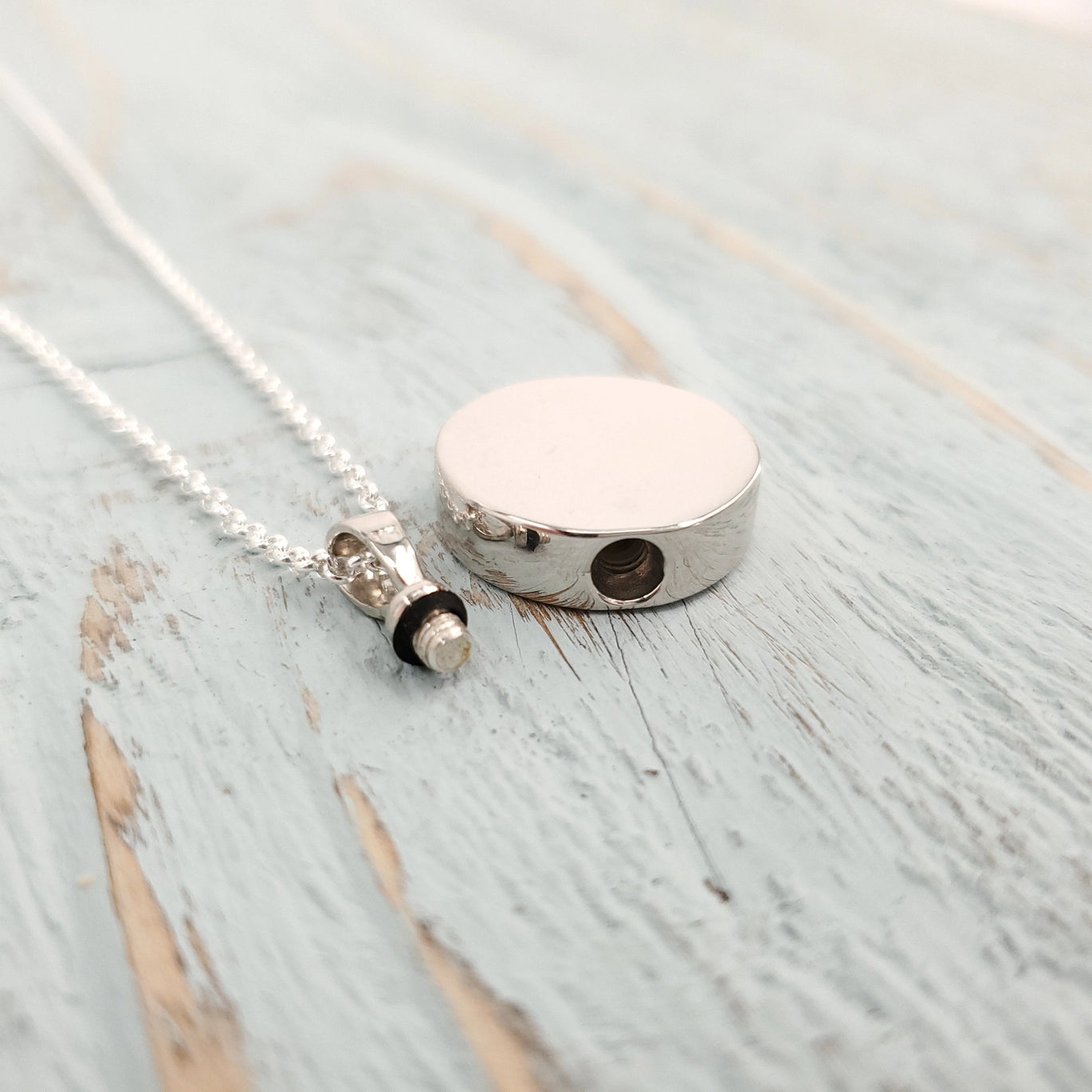 Sterling Silver Circle Cremation Necklace