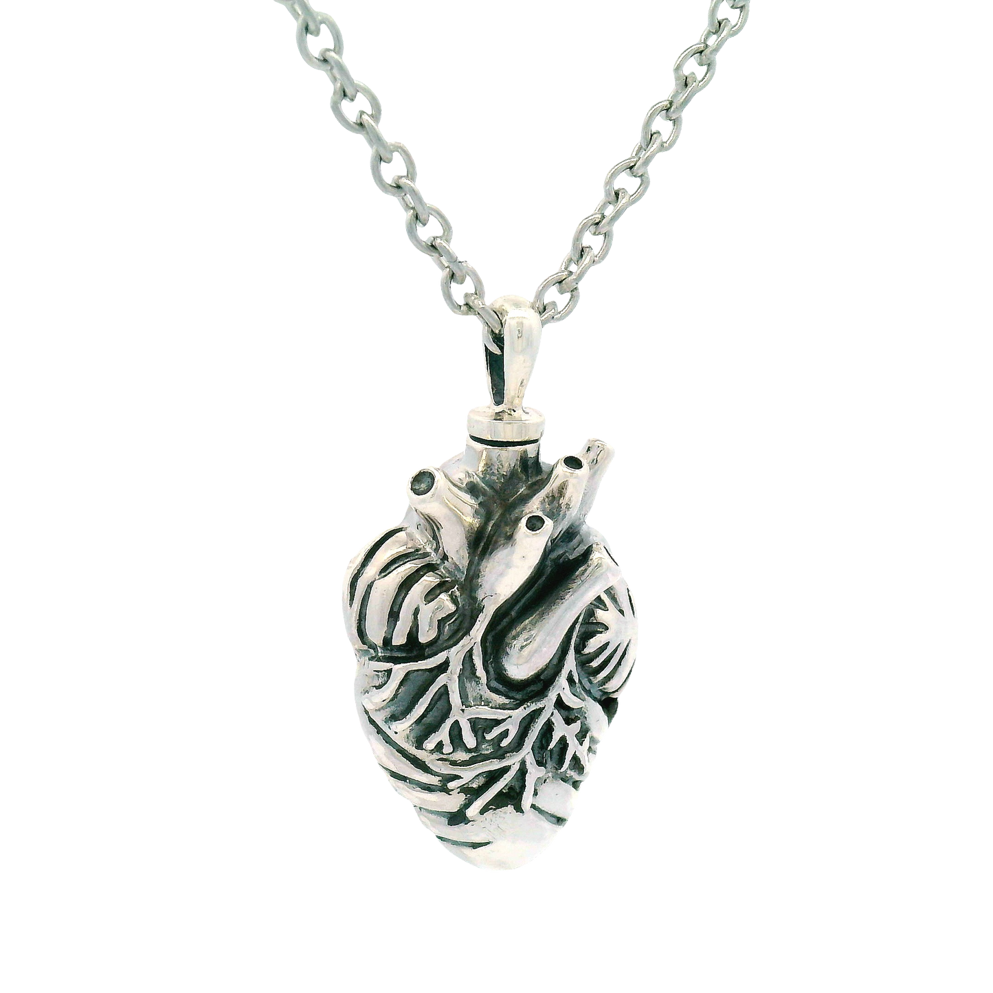 Sterling Silver Anatomical Heart Urn Pendant