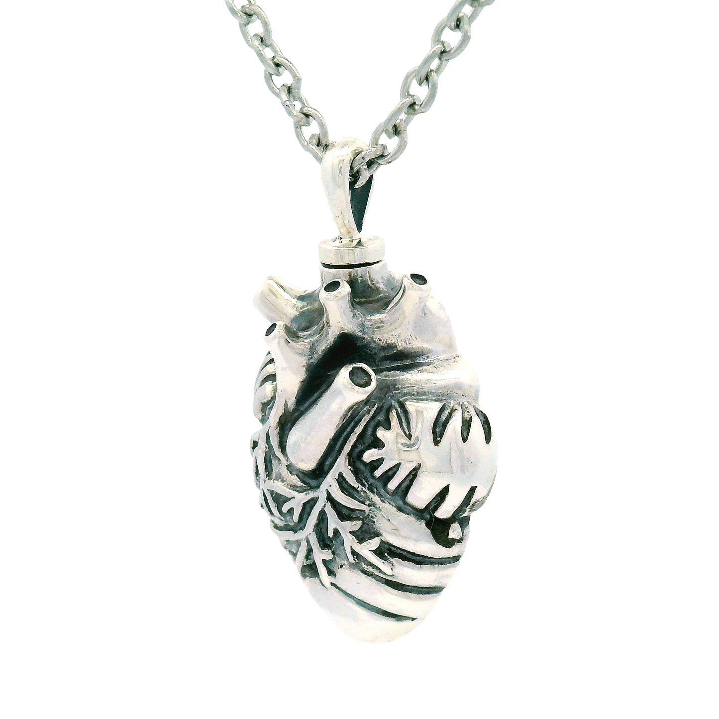 Sterling Silver Anatomical Heart Urn Pendant