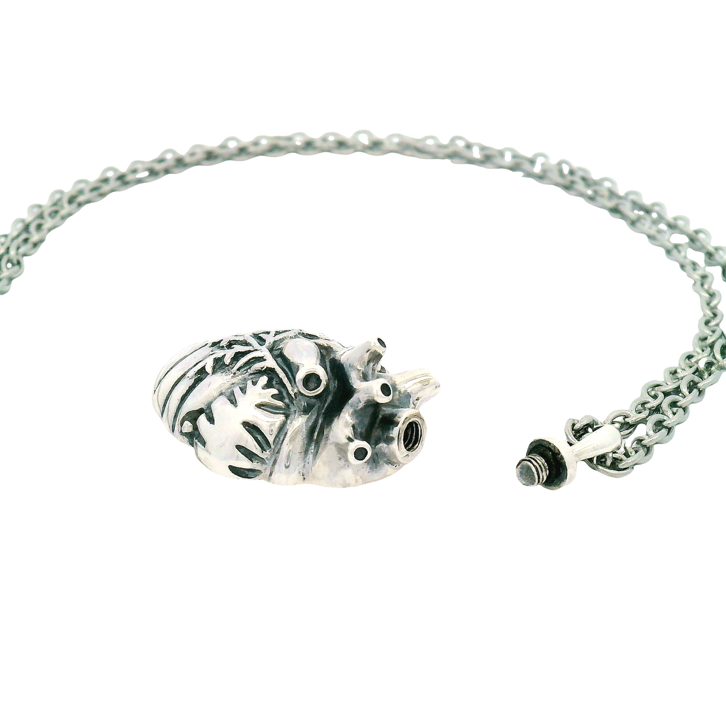 Sterling Silver Anatomical Heart Urn Pendant