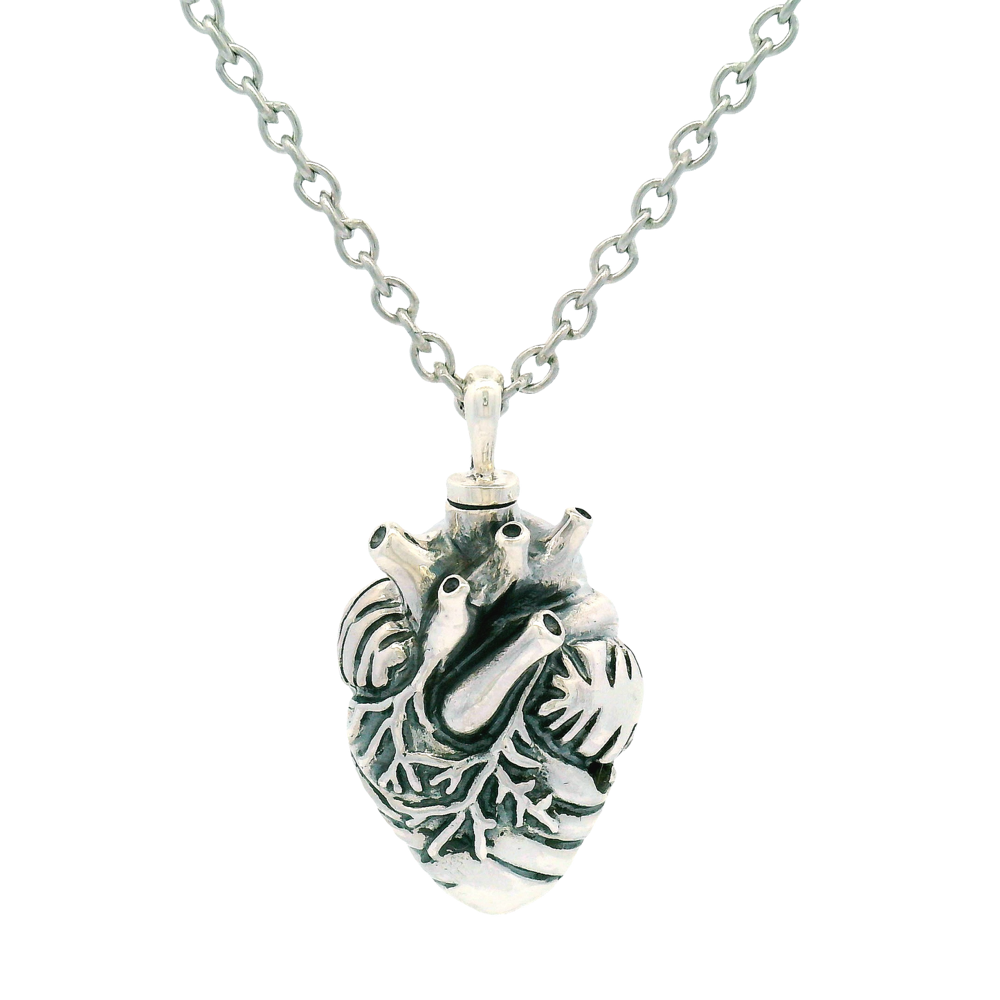 Sterling Silver Anatomical Heart Urn Pendant