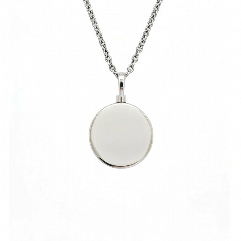 Stainless Steel Circle Cremation Urn Necklace