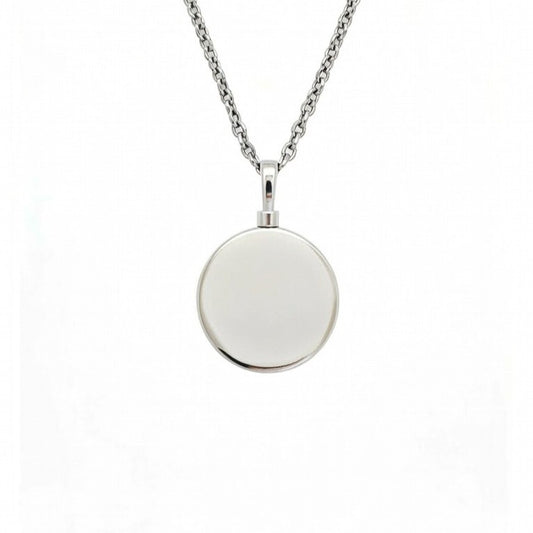 Stainless Steel Circle Cremation Urn Necklace
