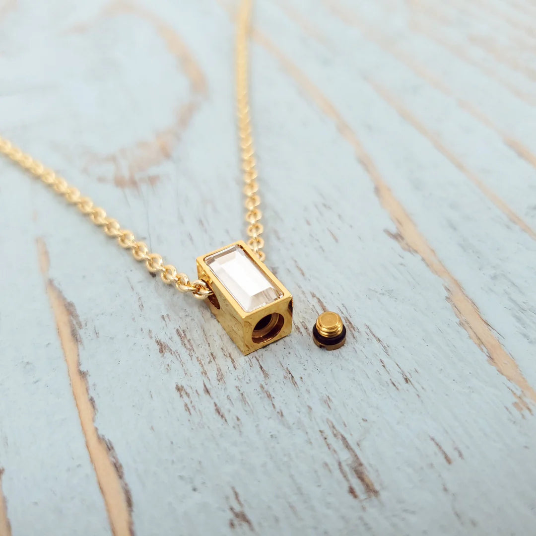Crystal Cube Urn Necklace