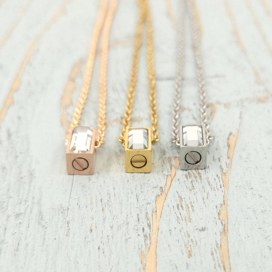 Crystal Cube Urn Necklace