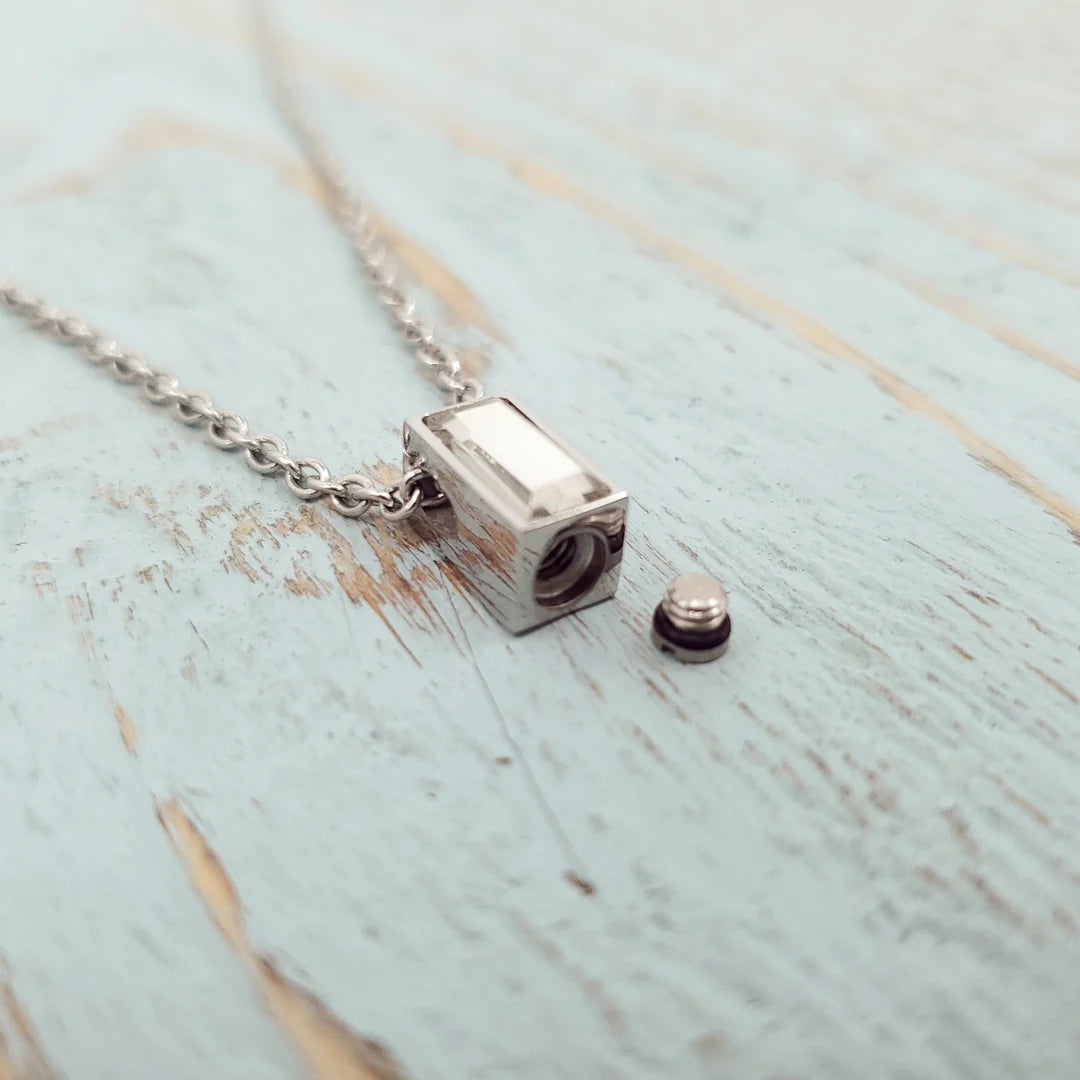 Crystal Cube Urn Necklace