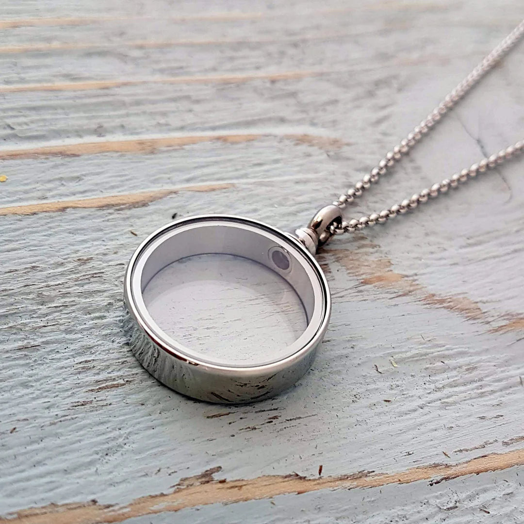 Clear Glass Circle Urn Necklace