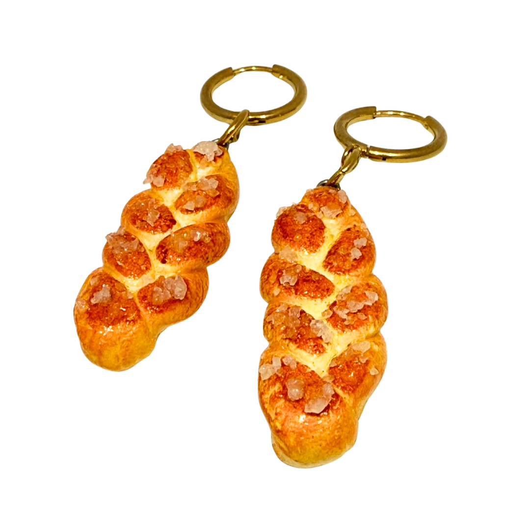 Handmade Egg Bread with Salt Earrings