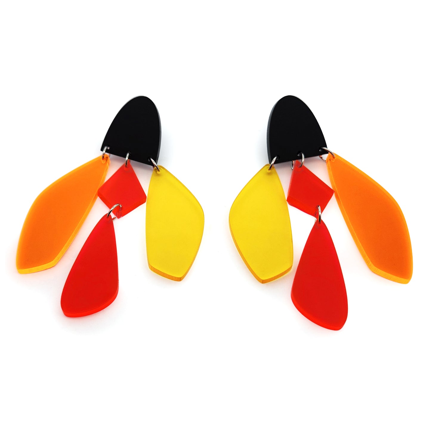 Suspended Orange Acrylic Earrings