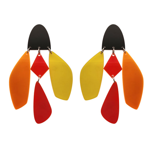 Suspended Orange Acrylic Earrings