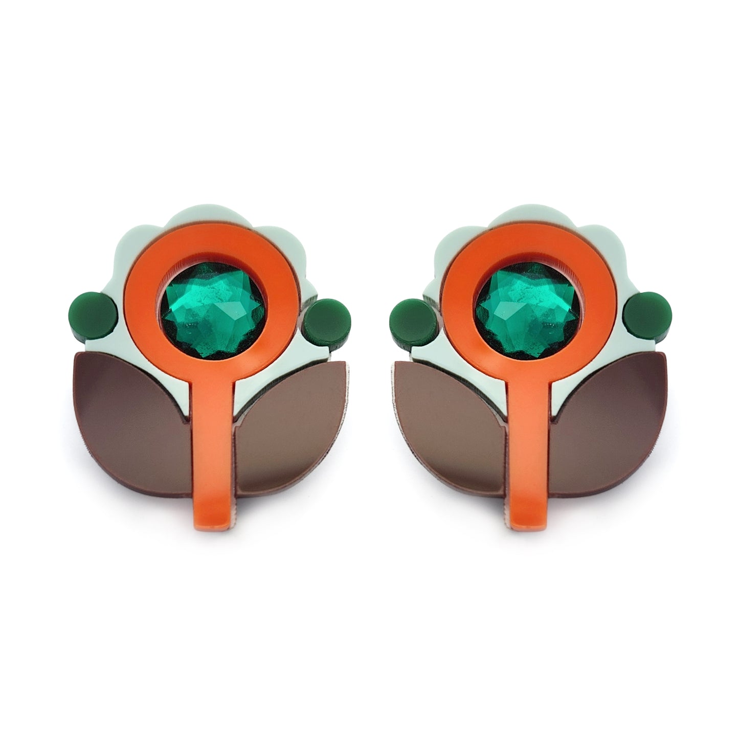 Orange & Brown Acrylic Bloom Earrings