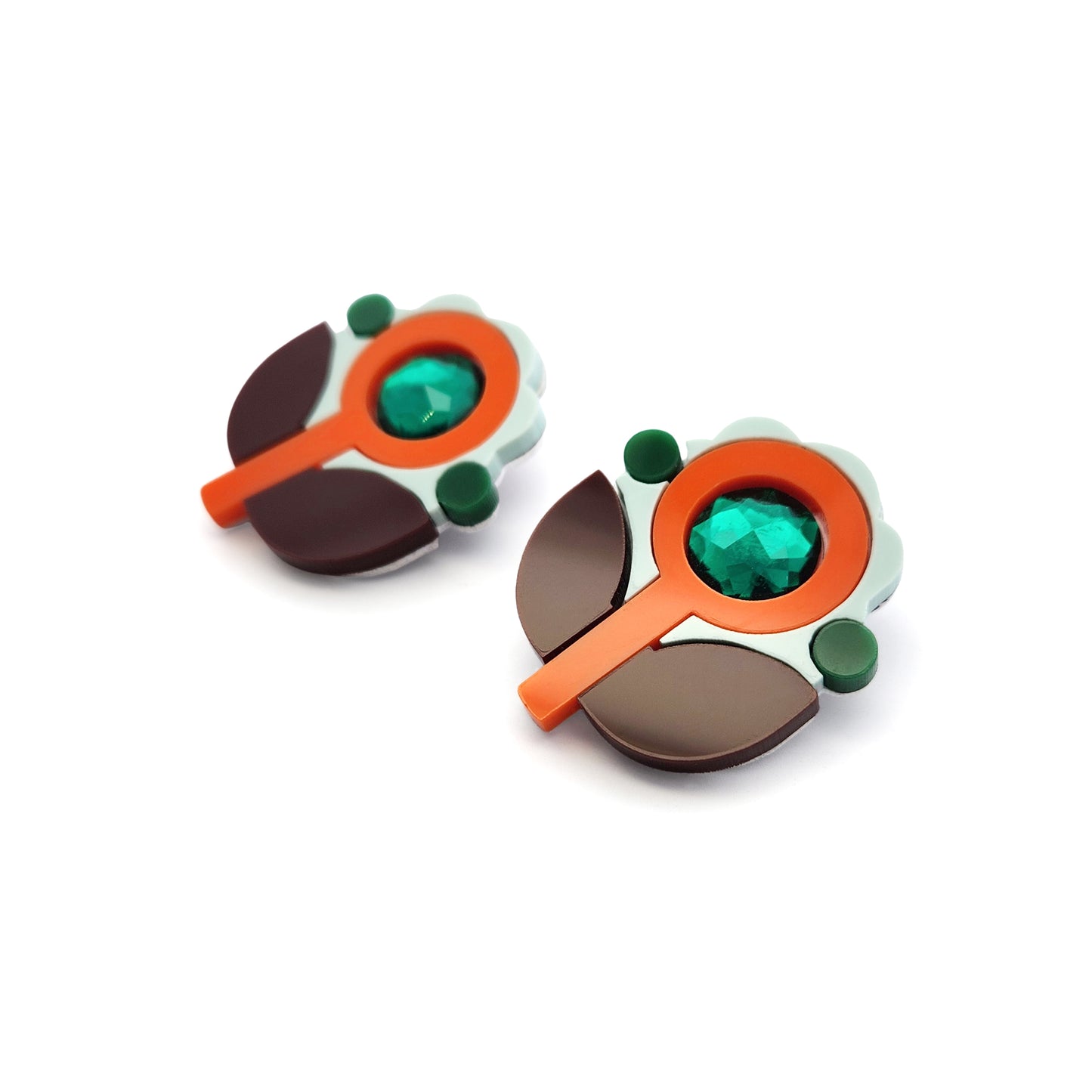 Orange & Brown Acrylic Bloom Earrings
