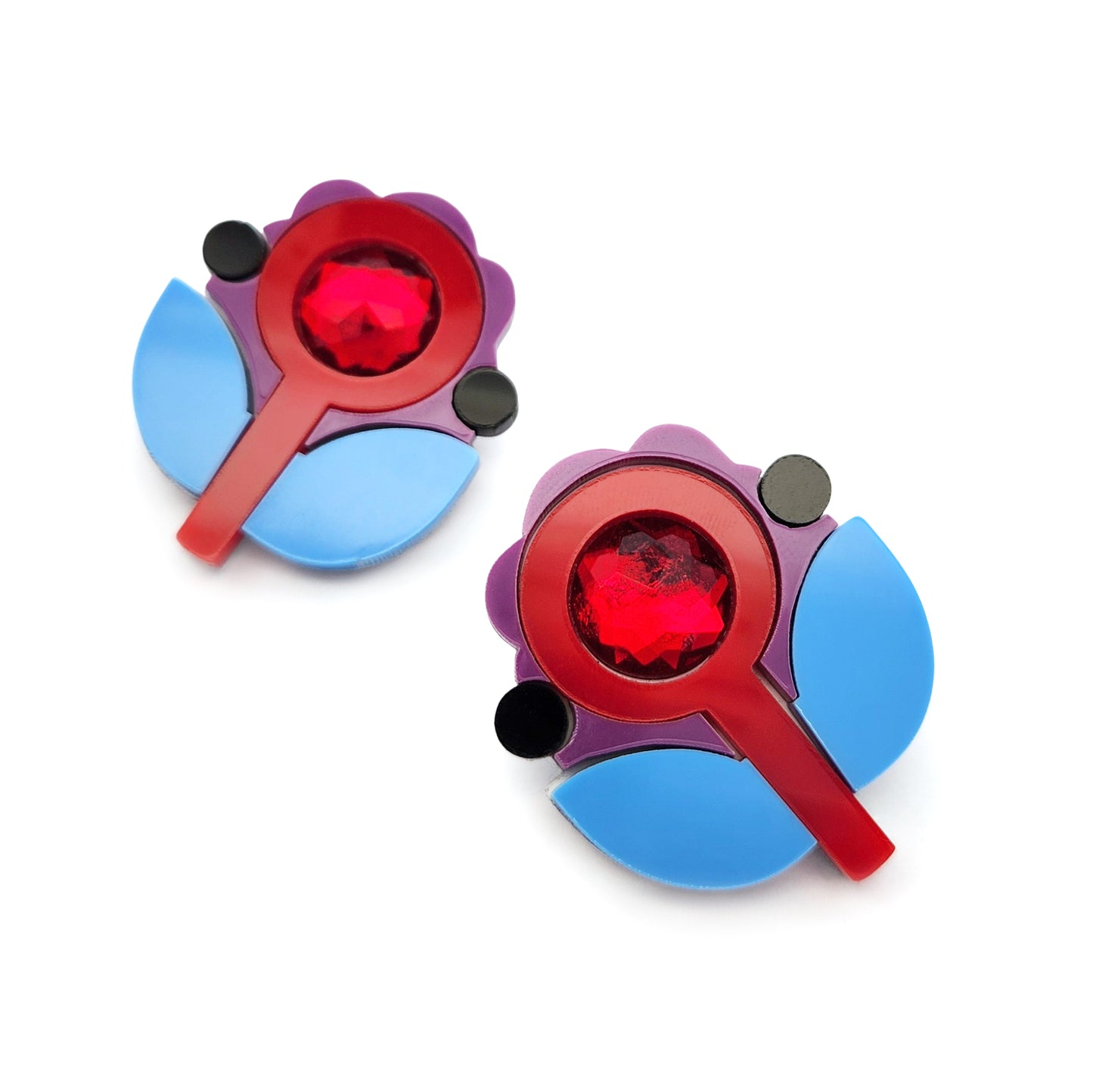 Red & Blue Acrylic Bloom Earrings