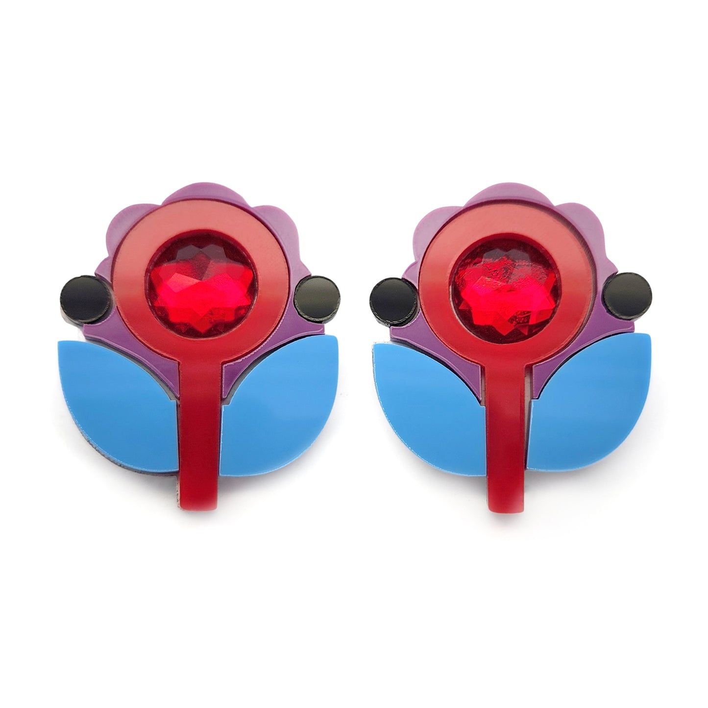 Red & Blue Acrylic Bloom Earrings