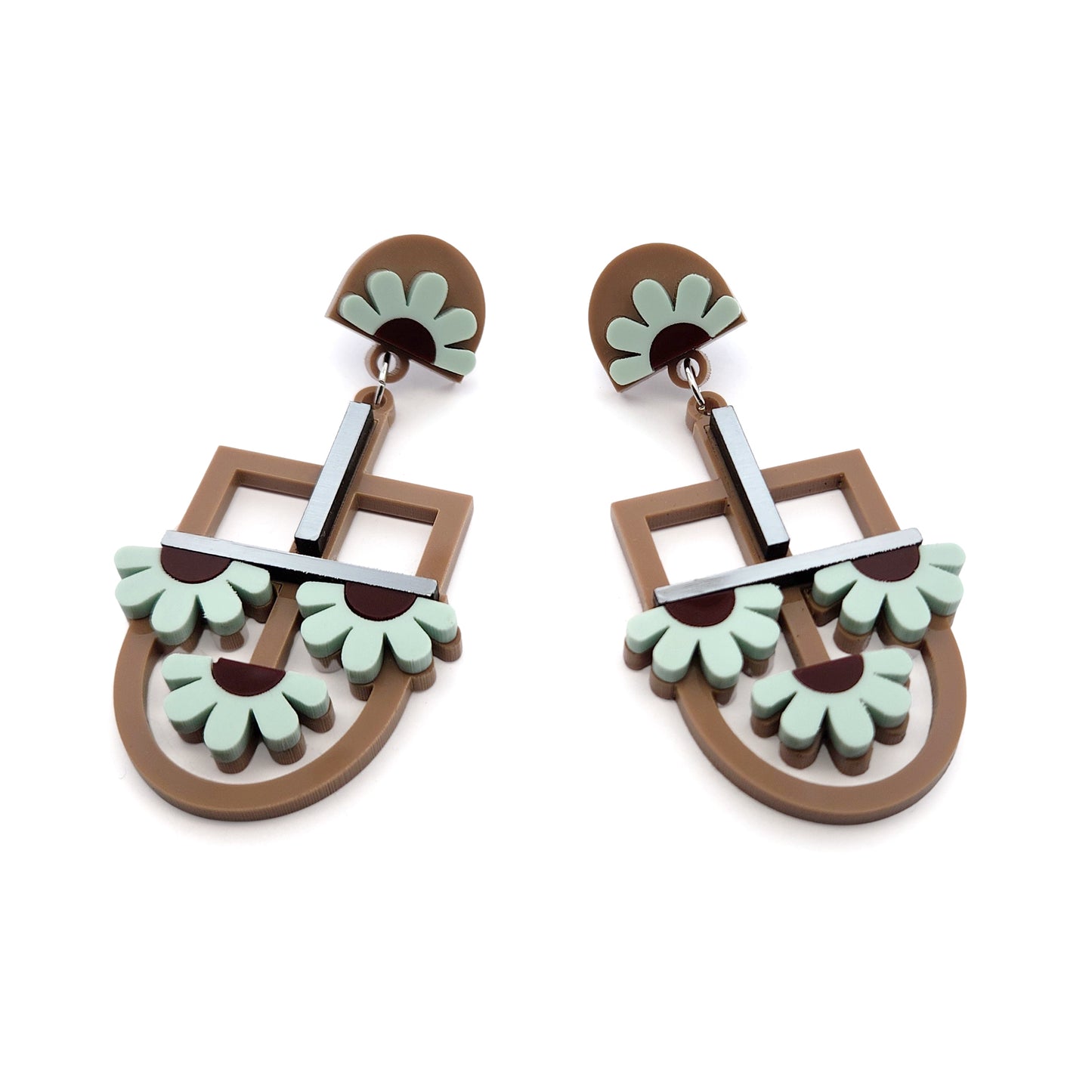 Abstract Acrylic Floral Dangle Earrings