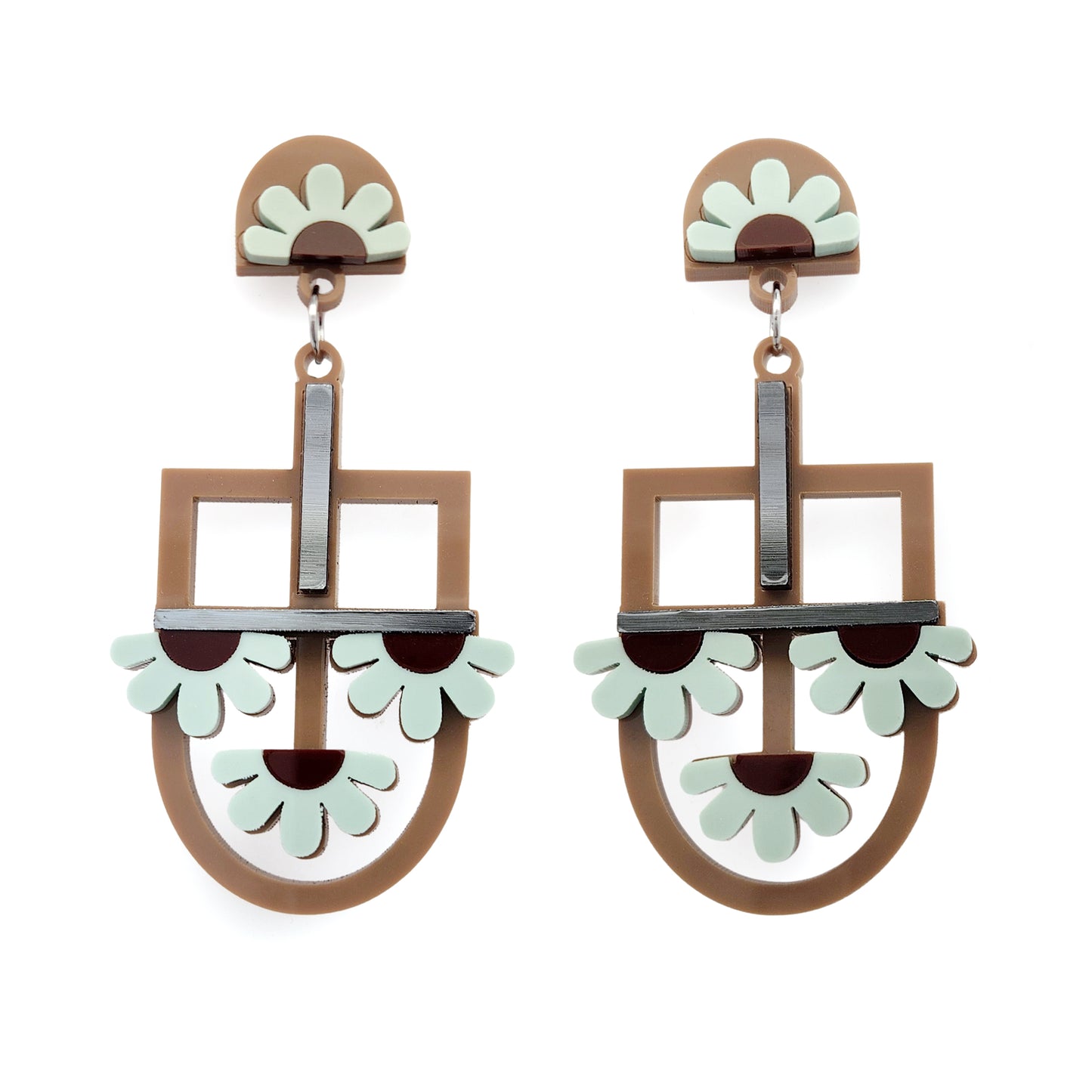 Abstract Acrylic Floral Dangle Earrings