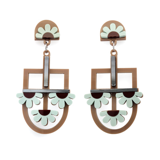 Abstract Acrylic Floral Dangle Earrings