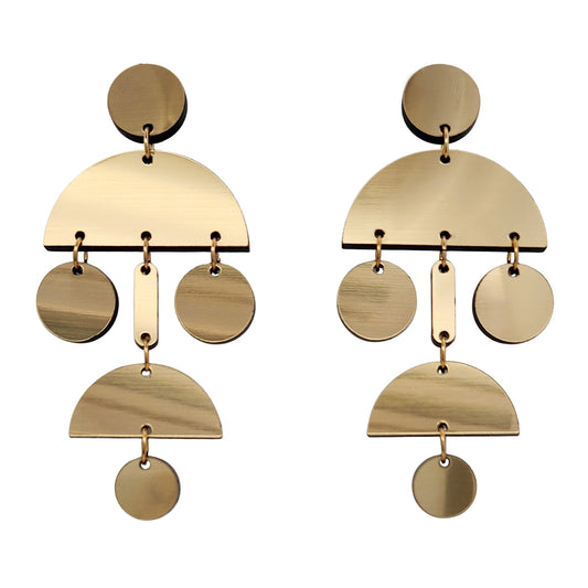 Gold Acrylic Arch Statement Earrings
