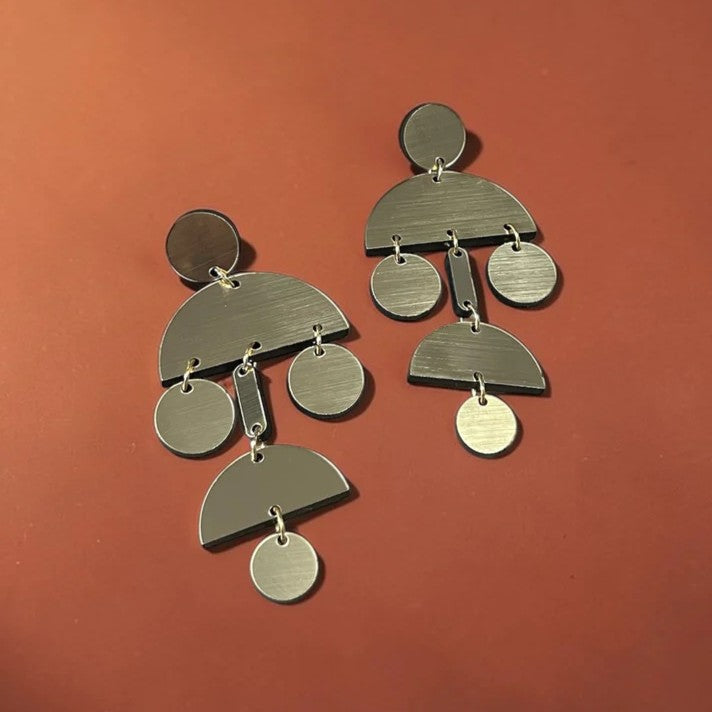 Gold Acrylic Arch Statement Earrings