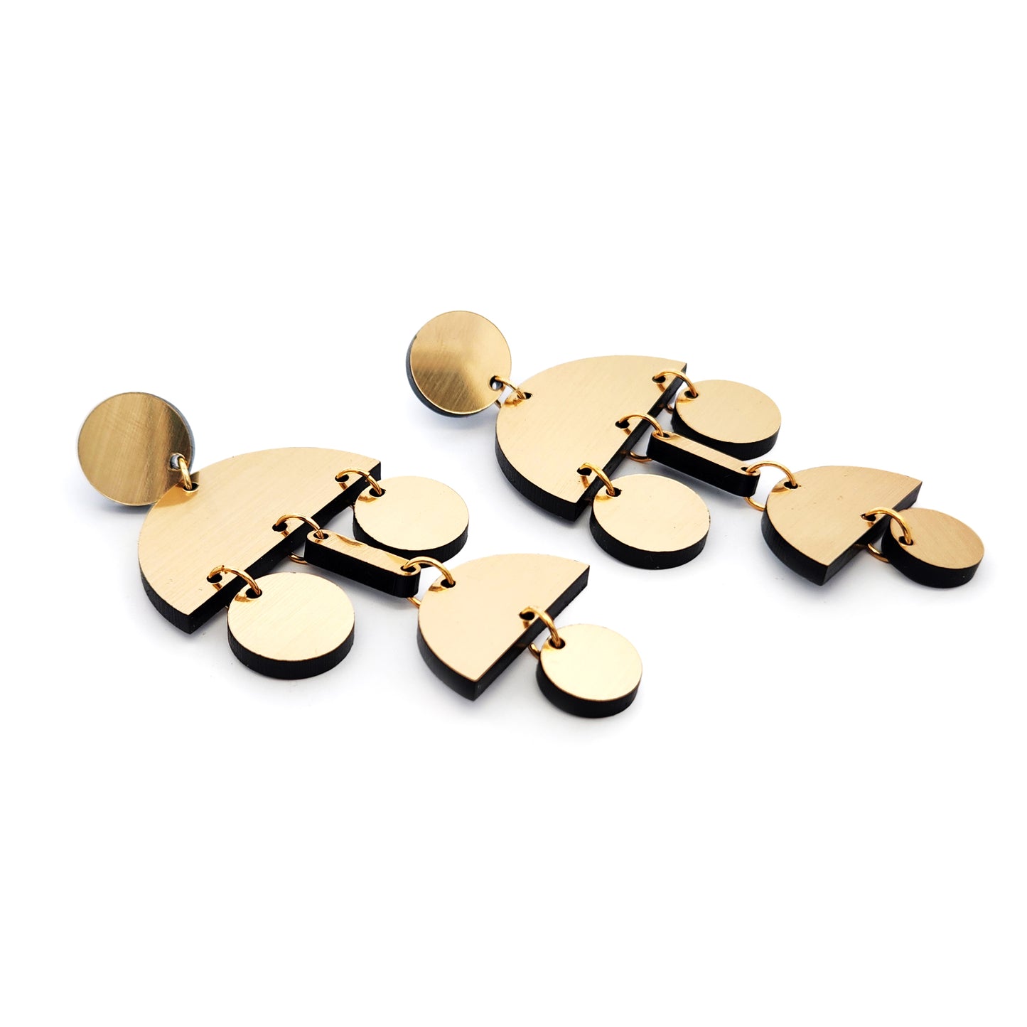 Gold Acrylic Arch Statement Earrings