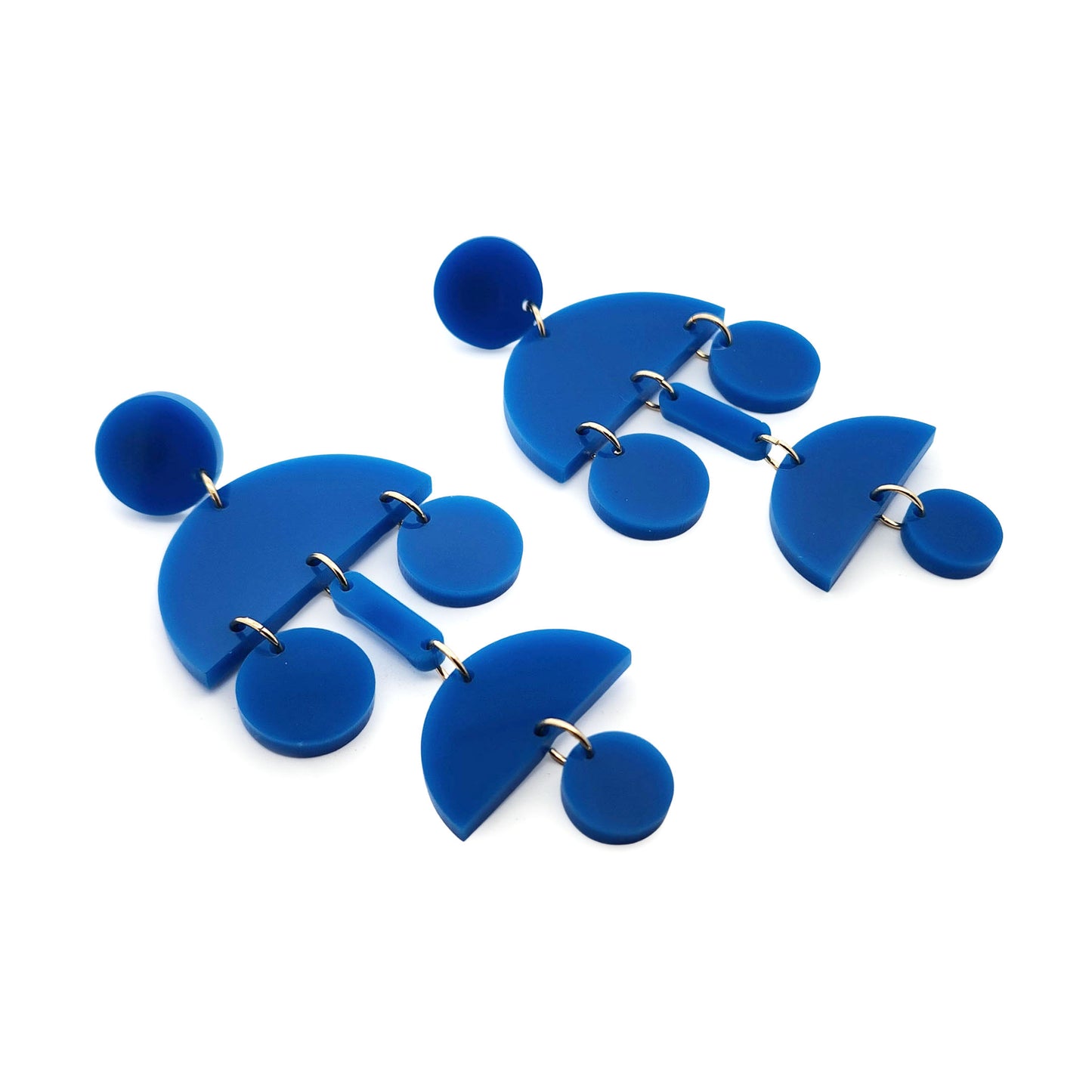 Blue Acrylic Arch Statement Earrings