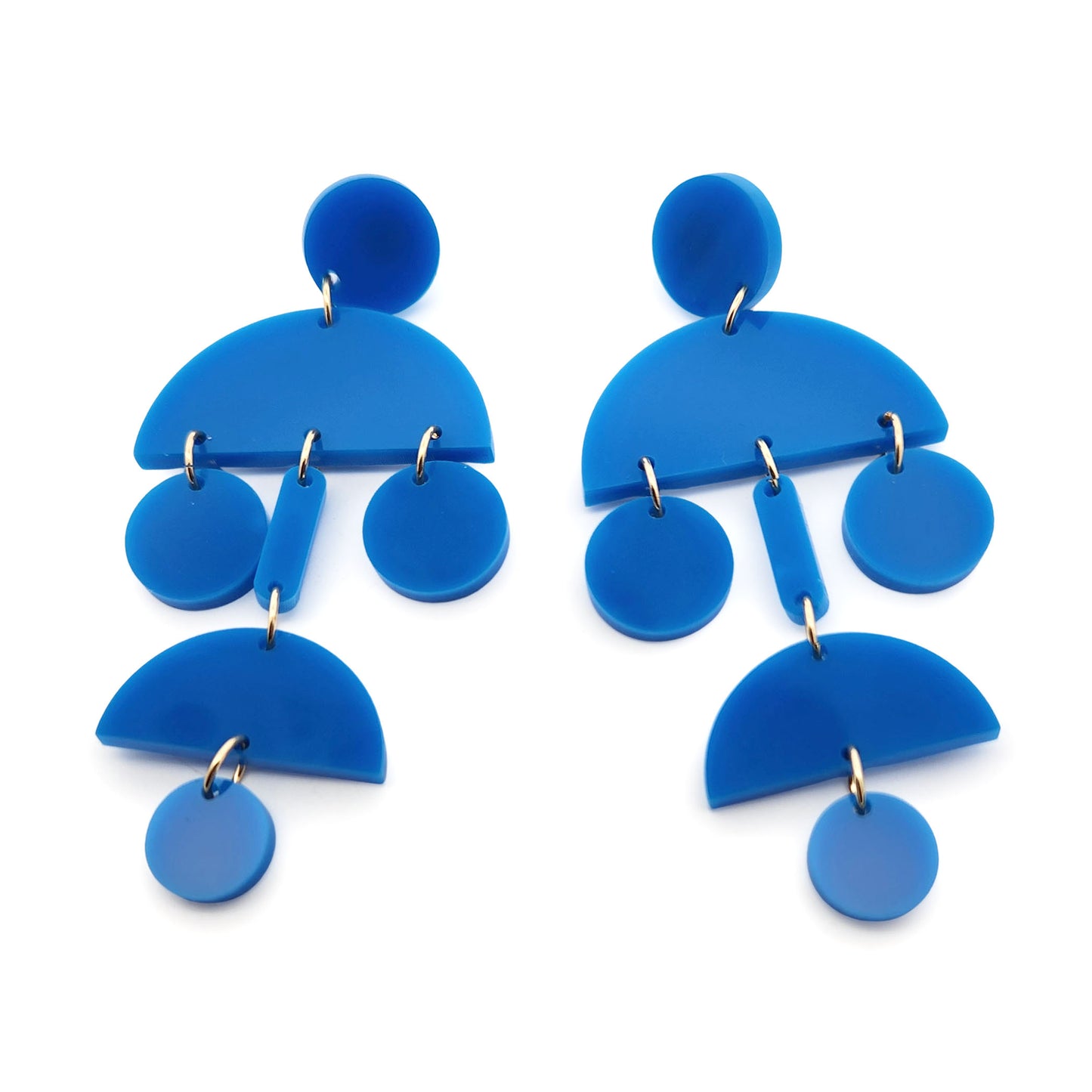 Blue Acrylic Arch Statement Earrings