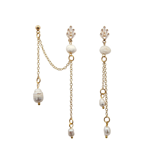Asymmetrical Pearl Drop Earrings