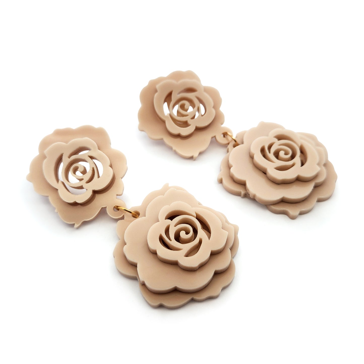 Acrylic Cream Rose Earrings