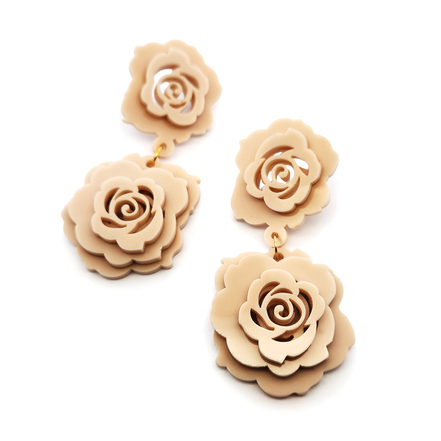 Acrylic Cream Rose Earrings