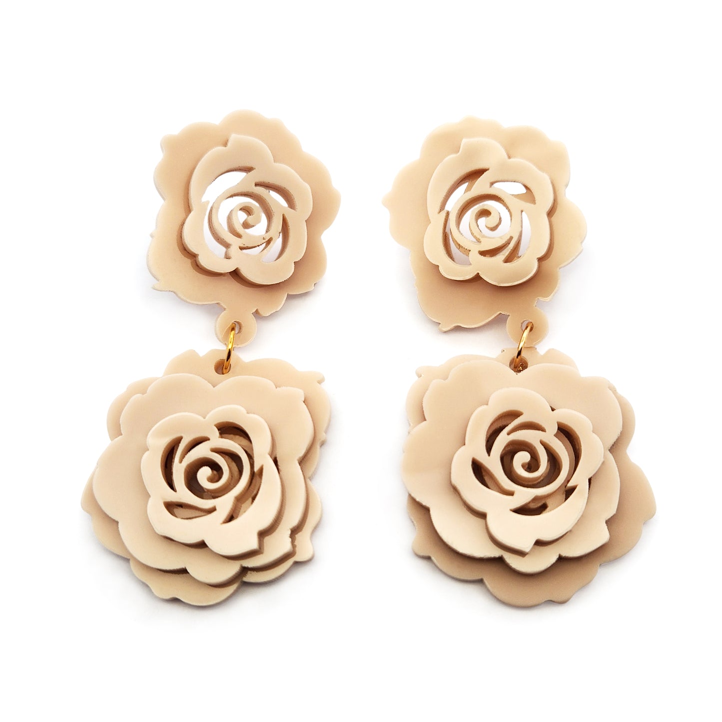 Acrylic Cream Rose Earrings