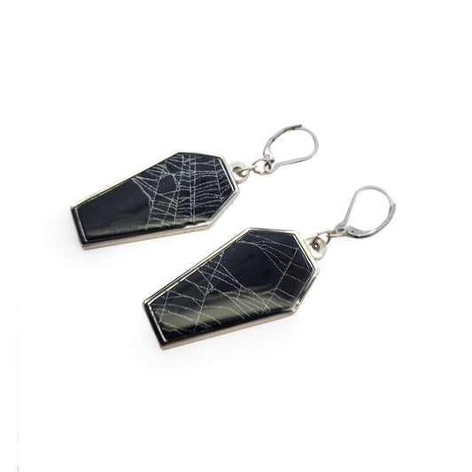 Spiderweb Coffin Earrings