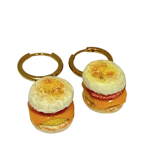 Handmade Egg Sandwich Drop Earrings