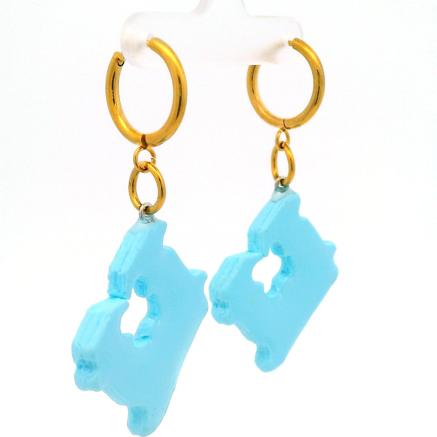 Handmade Blue Bread Tab Earrings