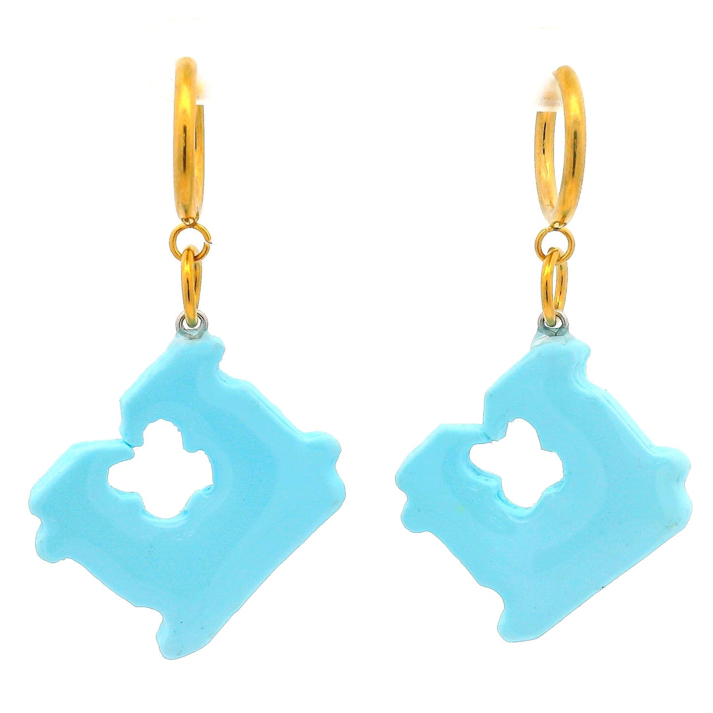 Handmade Blue Bread Tab Earrings