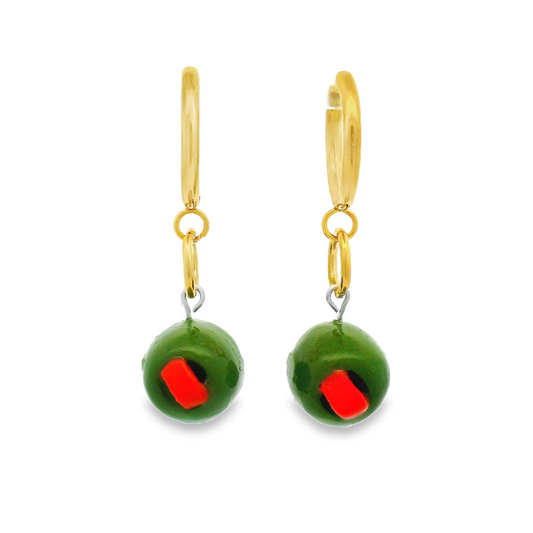 Handmade Green Olive Earrings