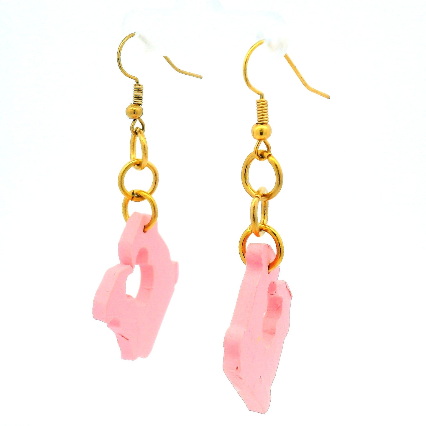 Handmade Pink Bread Tab Earrings