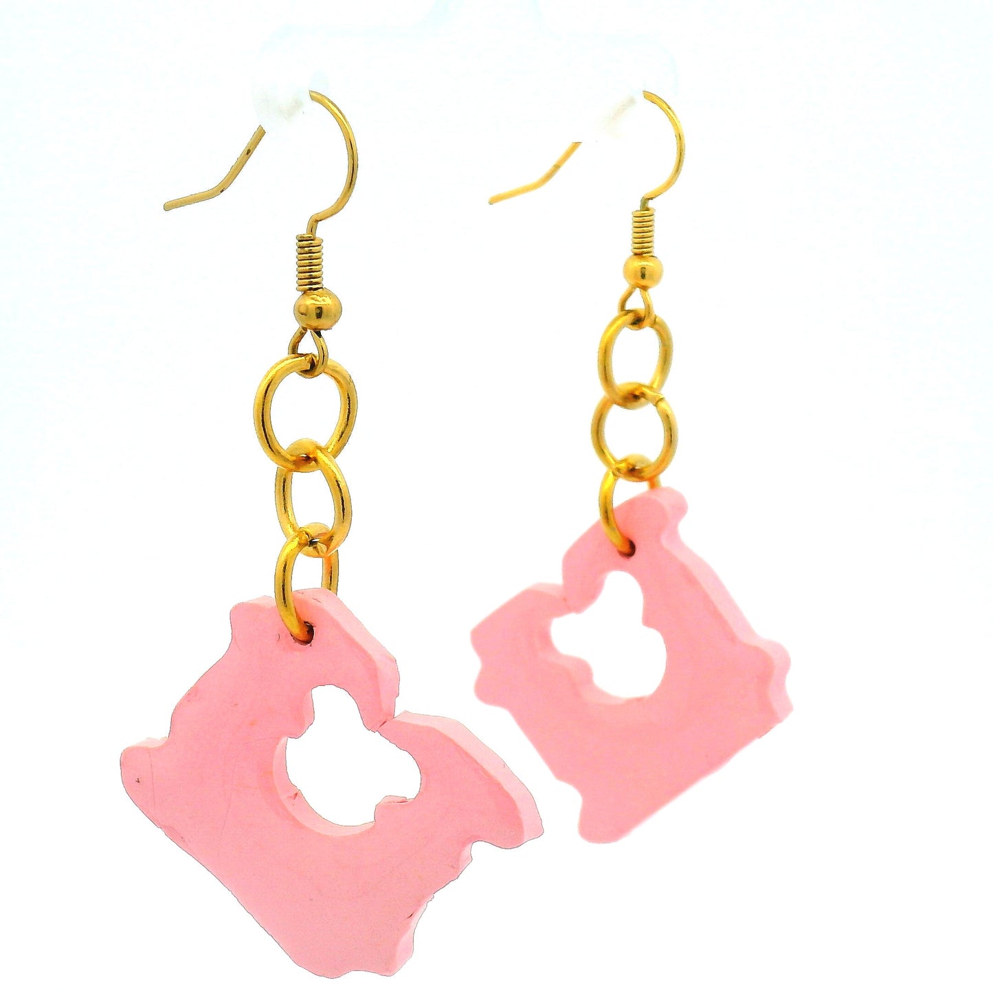 Handmade Pink Bread Tab Earrings