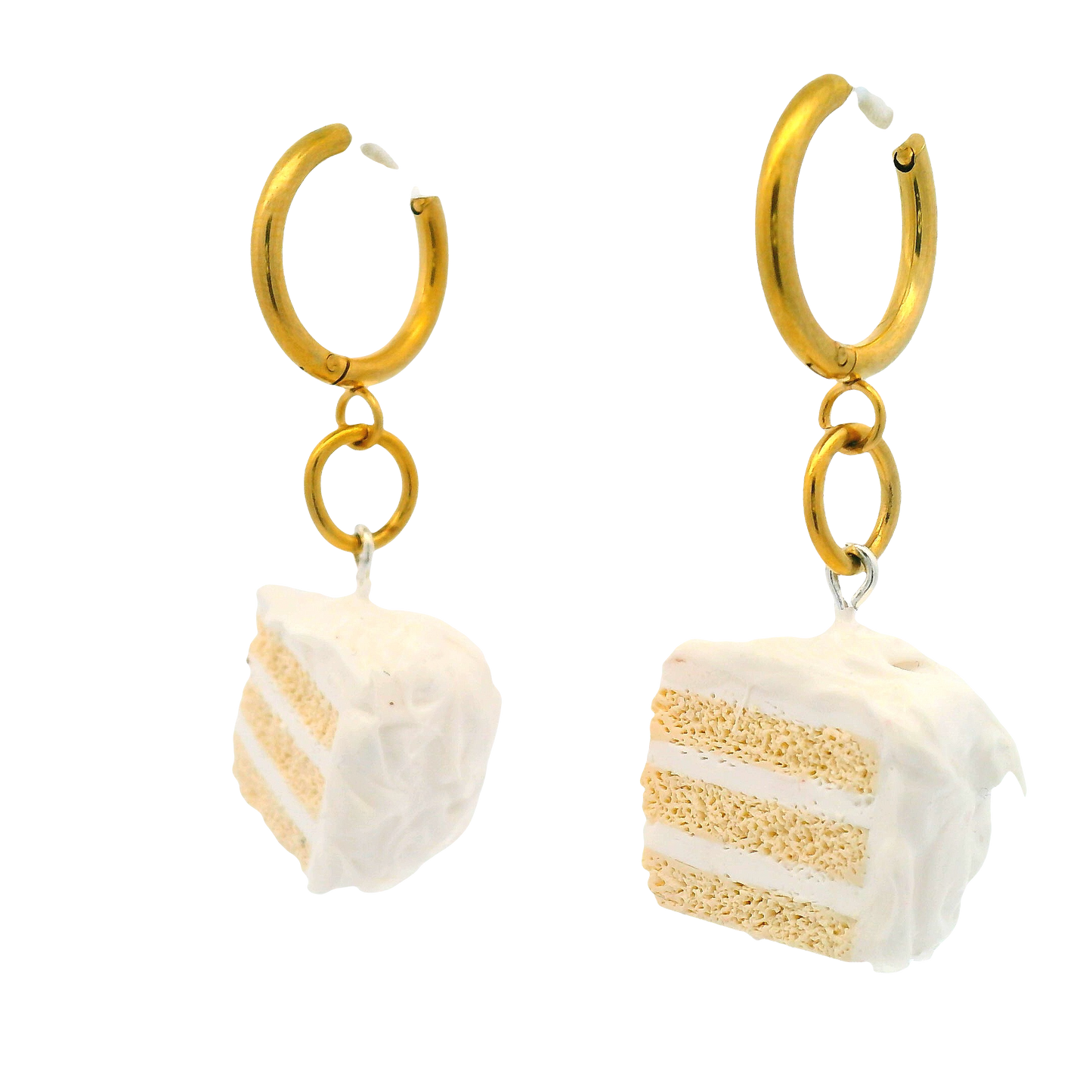 Handmade Vanilla Cake Slice Drop Earrings