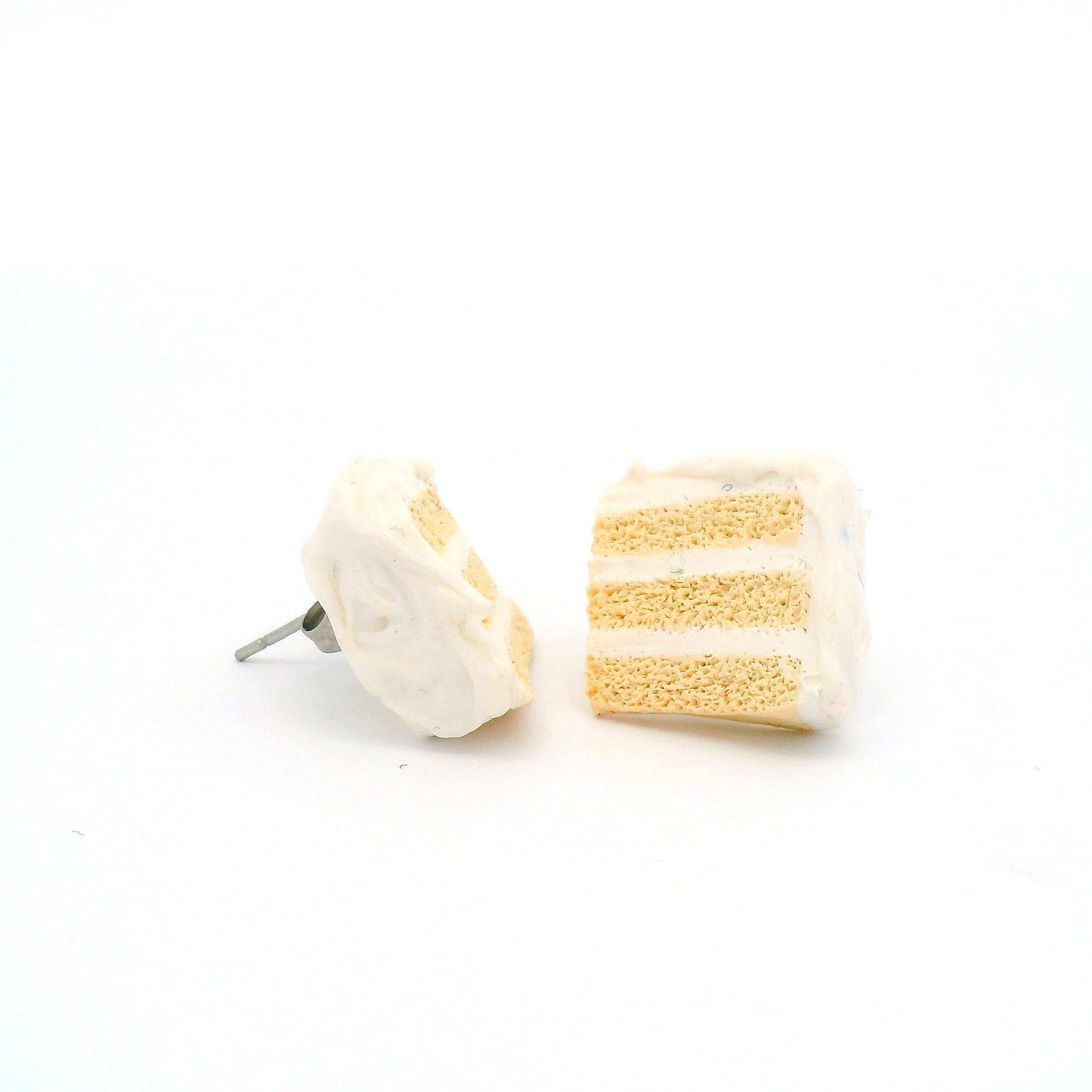 Handmade Vanilla Cake Slice Stud Earrings