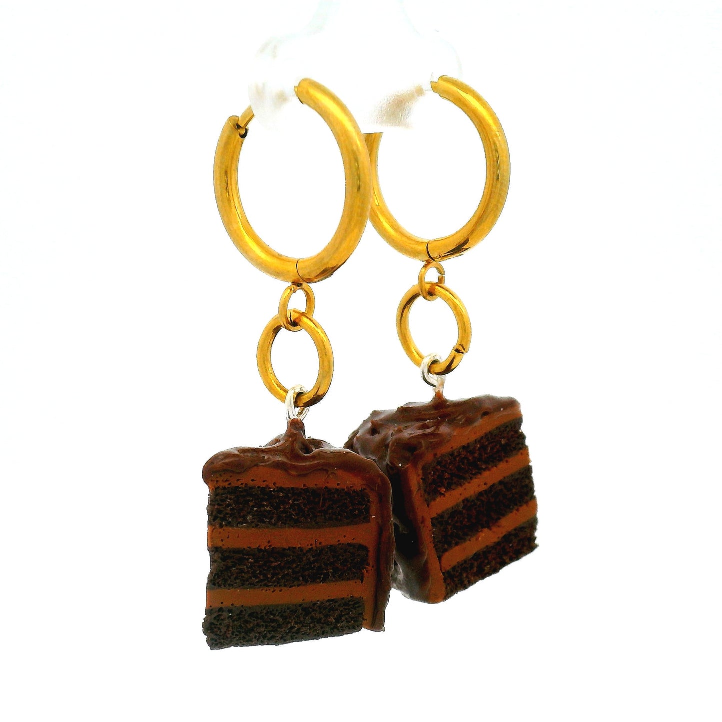 Handmade Chocolate Cake Slice Earrings